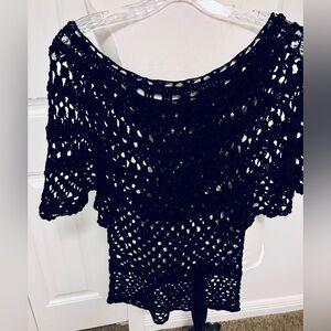 Black Crochet Women Sweater